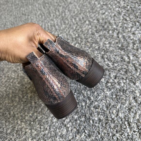 Lucky Brand Basel Ankle Boots Size 8 M Metallic Brown Snake Leather Zip New READ - Picture 5 of 11